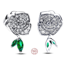 Prívesok Striebro 925 Ruža v kvete, korálik na náramku príroda