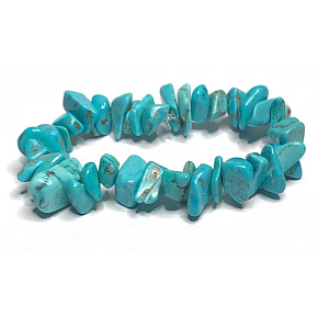 Tyrkenitový náramok pružný sekaný prírodný kameň, 19 cm drvené väčšie kusy, kameň mladých ľudí, ktorí hľadajú zmysel života