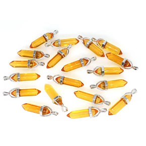 Krištáľové sklo žlté Kyvadlo šesťhran prívesok prírodný kameň 41 x 13 mm, ručne vyrezávaný, kameň kameňov, 1 kus