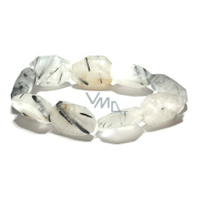 Krištáľ s Turmalínom náramok elastický surový prírodný kameň 2 cm / 16 - 17 cm, kameň kameňov Krištáľ s Turmalínom náramok elastický surový prírodný kameň 2 cm / 16 - 17 cm, kameň kameňov