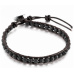 Láva čierna, kožený náramok z prírodného kameňa, ručná výroba, zapínanie, guľôčka 4 mm / 17 - 23 cm, zrodené zo štyroch živlov