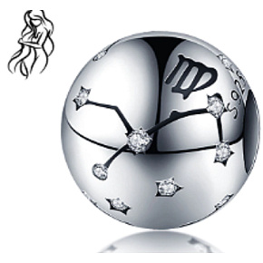 Znamenie zverokruhu Panna, prívesok na náramok + zirkón, gulička 9 mm 1 kus