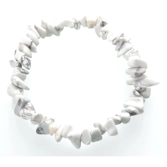 Magnezit / Howlit náramok elastický sekaný prírodný kameň 19 cm, čistiaci kameň