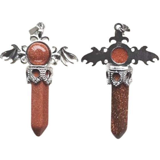Goldstone zlatý kríž zo zliatiny a prírodného kameňa 5,3 x 3,7 x 12 mm, kameň ambícií