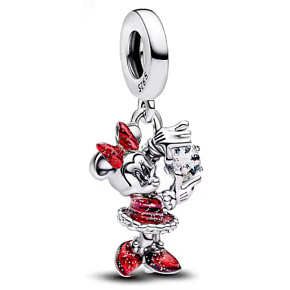 Charm Disney Minnie Mouse, se zirkonem a mašlí, přívěsek na náramek film Charm Disney Minnie Mouse, se zirkonem a mašlí, přívěsek na náramek film