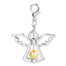 Prívesok anjel strážny so žltou perlou 29 x 37 mm