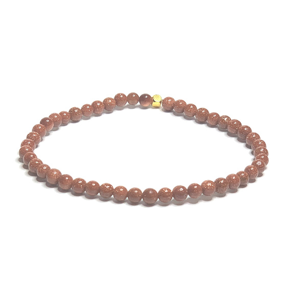 Zlatý elastický náramok, guľôčka 4 mm / 16 - 17 cm, kameň ambition