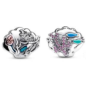 Striebro 925 Disney Malá morská víla Ariel, mušľa, korálik na náramok Striebro 925 Disney Malá morská víla Ariel, mušľa, korálik na náramok