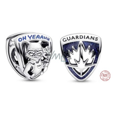 Prívesok Striebro 925 Marvel Guardians of the Galaxy, Rocket Raccoon a Groot emblém, korálik na náramok