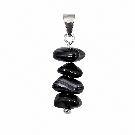 Achát černý – Síla minerálů | Přívěsek z přírodních minerálních zlomků | 2,5 cm | Symbol ochrany a stability