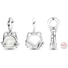 Striebro 925 Moja mačička - môj najlepší priateľ, prívesok 2v1 na náramok pre domáce zvieratko