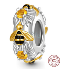 Prívesok Striebro 925 Trblietavá včela, korálik na náramku zviera