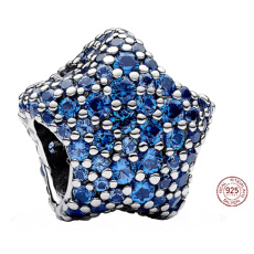 Prívesok Striebro 925 Star peacock blue, korálik na náramok vesmír