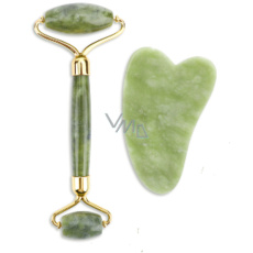 Serpentine Gua Sha 4,3 x 7,1 cm + masážny valček 14 x 5,5 cm redukuje vrásky, opuchy, zlepšuje elasticitu pokožky, sada bez obalu Serpentine Gua Sha 4,3 x 7,1 cm + masážny valček 14 x 5,5 cm redukuje vrásky, opuchy, zlepšuje elasticitu pokožky, sada bez obalu