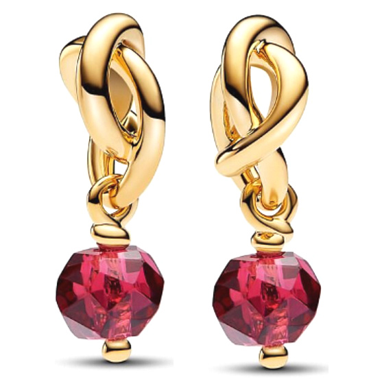 Charm Striebro 925 Prepletený fazetovaný kruh večnosti červený svetlý, prívesok na náramok symbol júl