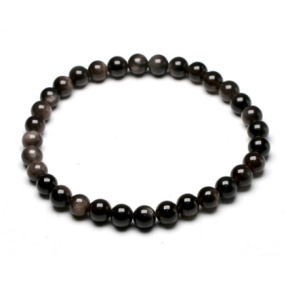 Achát čierny náramok elastický prírodný kameň, guľôčka 6 mm / 16 - 17 cm, dodáva odvahu a silu