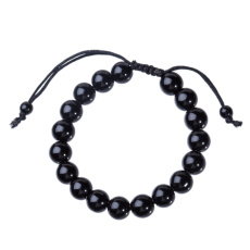 Obsidián Fitness, Náramok na chudnutie z prírodného kameňa, ručne pletený, nastaviteľná veľkosť, gulička 10 mm, záchranný kameň
