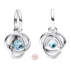 Prívesok zo striebra 925 Aqua kruh večnosti marec, prívesok na náramku symbol
