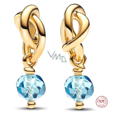 Charm Striebro 925 Prepletený fazetovaný kruh večnosti modrý svetlý, prívesok na náramok symbol marec Charm Striebro 925 Prepletený fazetovaný kruh večnosti modrý svetlý, prívesok na náramok symbol marec