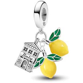 Charm Sterlingové stříbro 925 Itálie Amalfi Coast – slunce, citróny a italská dolce vita, přívěsek na náramek cestování