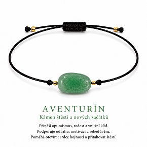 Avanturín – Síla minerálů | Nastavitelný šňůrkový náramek | Symbol prosperity