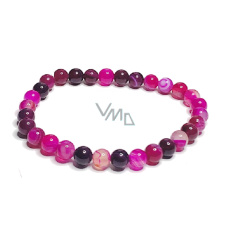 Achát ružový čipkovaný náramok elastický prírodný kameň, guľôčka 6 mm / 16 - 17 cm