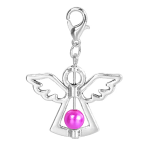 Anjel strážny prívesok s tmavoružovou perličkou 29 x 37 mm 1 kus