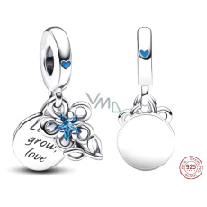 Prívesok zo striebra 925 Kvitnúci kvet 2v1, prívesok na náramku rodina Prívesok zo striebra 925 Kvitnúci kvet 2v1, prívesok na náramku rodina