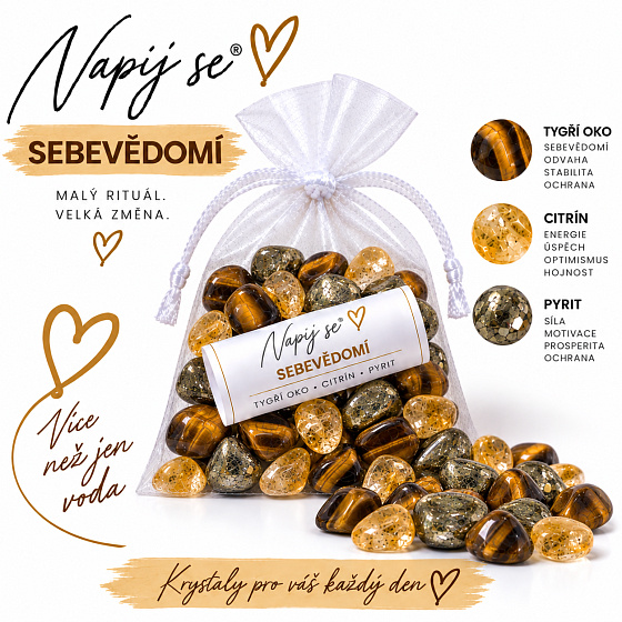 Napij se® sebevědomí – výměnná minerální náplň | Tygří oko, Citrín, Pyrit