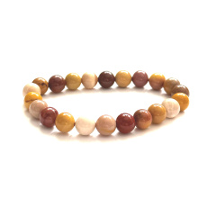 Mokait náramok elastický prírodný kameň, guľôčka 8 mm / 16 - 17 cm, motivačný kameň