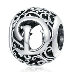 Striebro 925 Magic abeceda písmeno D s kvetmi korálek na náramku