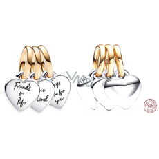 Šarm Striebro 925 Trojitý prívesok priateľstva s vygravírovaným odkazom 3v1, prívesok na náramok priateľstva