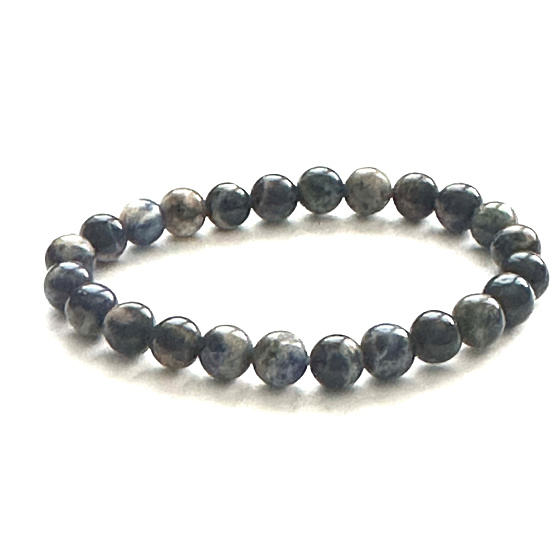 Sodalit náramok elastický prírodný kameň, guľôčka 8 mm / 16 - 17 cm, kameň komunikácie, energie, vitality