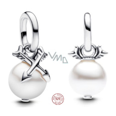 Charm Sterlingové stříbro 925 Mini medailon Perly a šípy, přívěsek na náramek láska