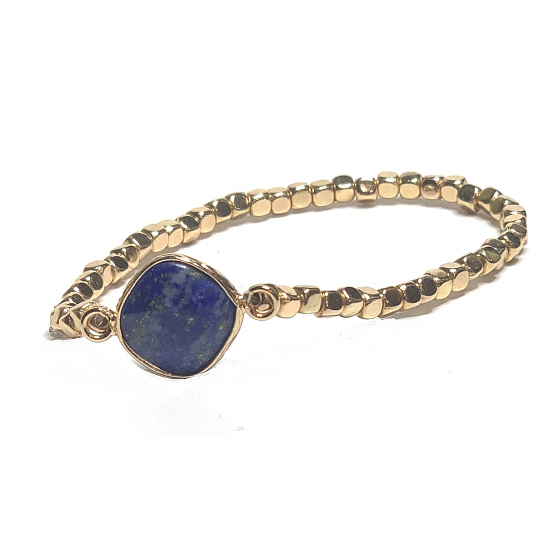 Lapis Lazuli náramok elastický ornament prírodný kameň15 mm / 16-17 cm, kameň harmónie