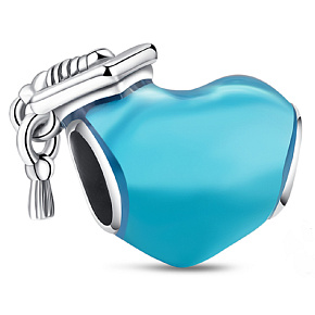 Prívesok Striebro 925 Graduation - modré maturitné srdce, absolvent, maturitný náramok korálek