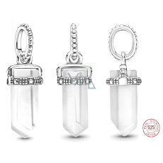 Charm Striebro 925 Mliečne biely amulet, kyvadlo imitácia krištáľ, prívesok na náramok Charm Striebro 925 Mliečne biely amulet, kyvadlo imitácia krištáľ, prívesok na náramok