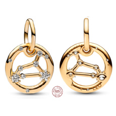 Šarm Striebro 925 Pozlátené znamenie zverokruhu Lev, prívesok na náramok