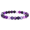 Achát fialový náramok elastický prírodný kameň, guľôčka 8 mm / 16 - 17 cm