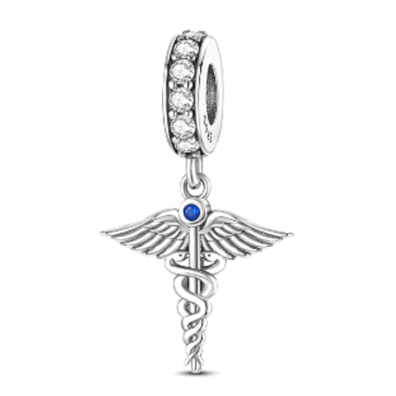 Prívesok Striebro 925 Graduation - Aesculapius personál - emblém lekárov a lekárnikov, Graduate prívesok na náramku práce