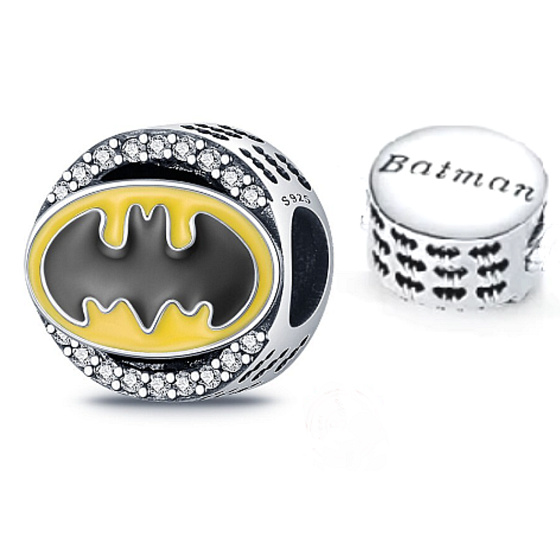 Prívesok Striebro 925 Batman s kubickými zirkónmi, korálik na náramok