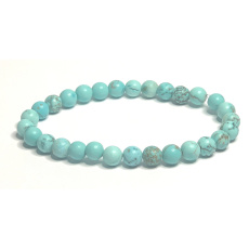 Tyrkenit matný náramok elastický prírodný kameň, guľôčka 6 mm / 16 - 17 cm, kameň mladých ľudí, ktorí hľadajú životný cieľ