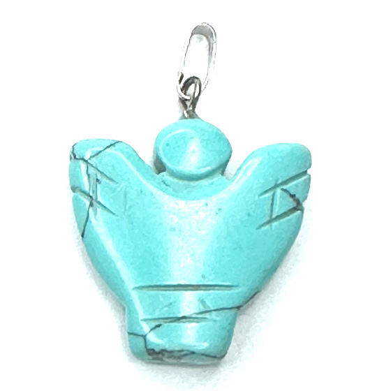 Tyrkenit Angel, prívesok anjelské krídla prírodný kameň ručne brúsený 25 x 21 x 5 mm, kameň mladých ľudí, ktorí hľadajú životný cieľ