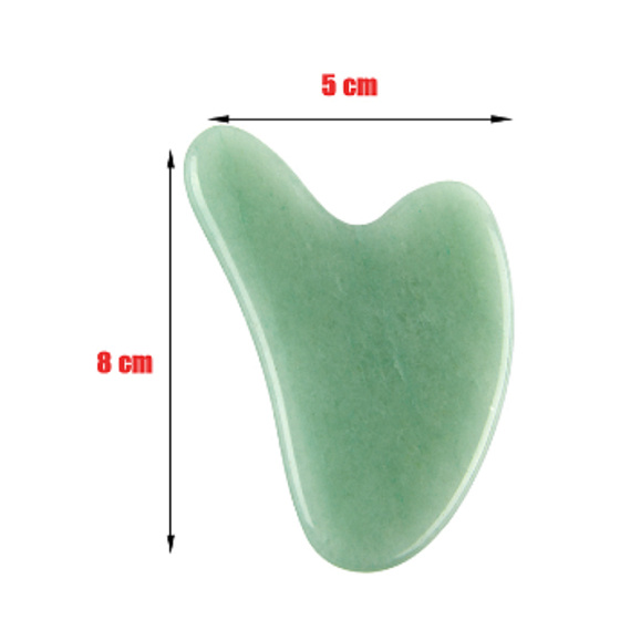 Chalcedón zelený Gua Sha redukuje vrásky, opuchy, zlepšuje elasticitu pokožky 5 x 8 cm, kameň lásky, radosti
