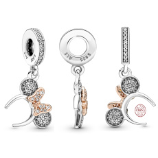 Šarm Striebro 925 Disney čelenka Minnie Mouse, filmový náramok prívesok