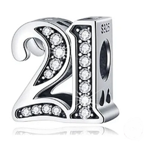 Prívesok Striebro 925 21. výročie, korálik na náramku