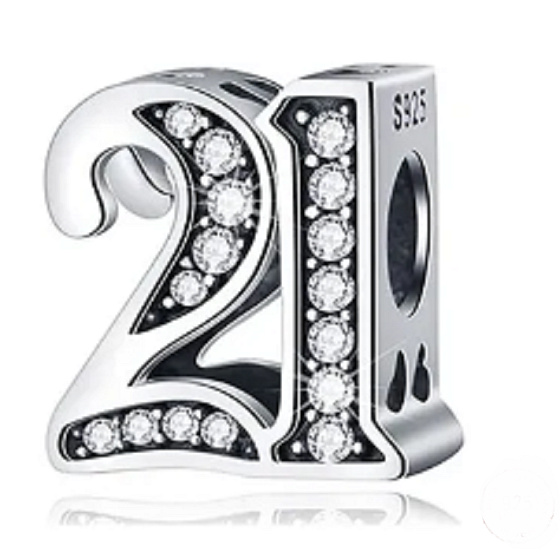 Prívesok Striebro 925 21. výročie, korálik na náramku