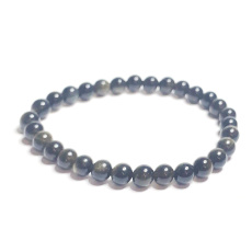 Obsidiánový zlatý náramok elastický prírodný kameň, guľôčka 6 mm / 16-17 cm, záchranný kameň