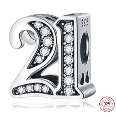 Prívesok Striebro 925 21. výročie, korálik na náramku