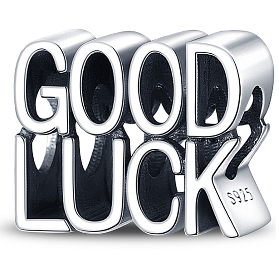 Prívesok zo striebra 925 Good Luck - Korálik šťastia na náramku so symbolom